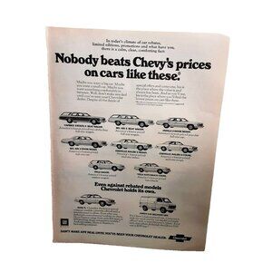 1975 Nobody Beats Chevy Prices Various Car Models Original Print Ad Vintage 70s